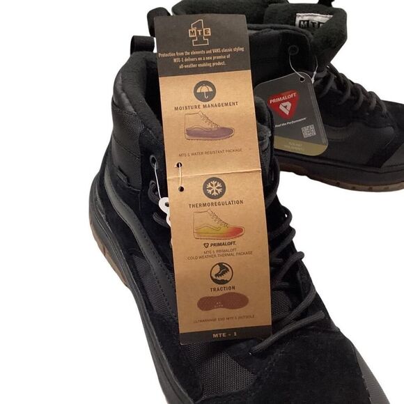 Vans Hiking Boots Men 9 Black Ultrarange EXO Hi MTE 1 Suede Lace Up Sneaker NEW main image 6